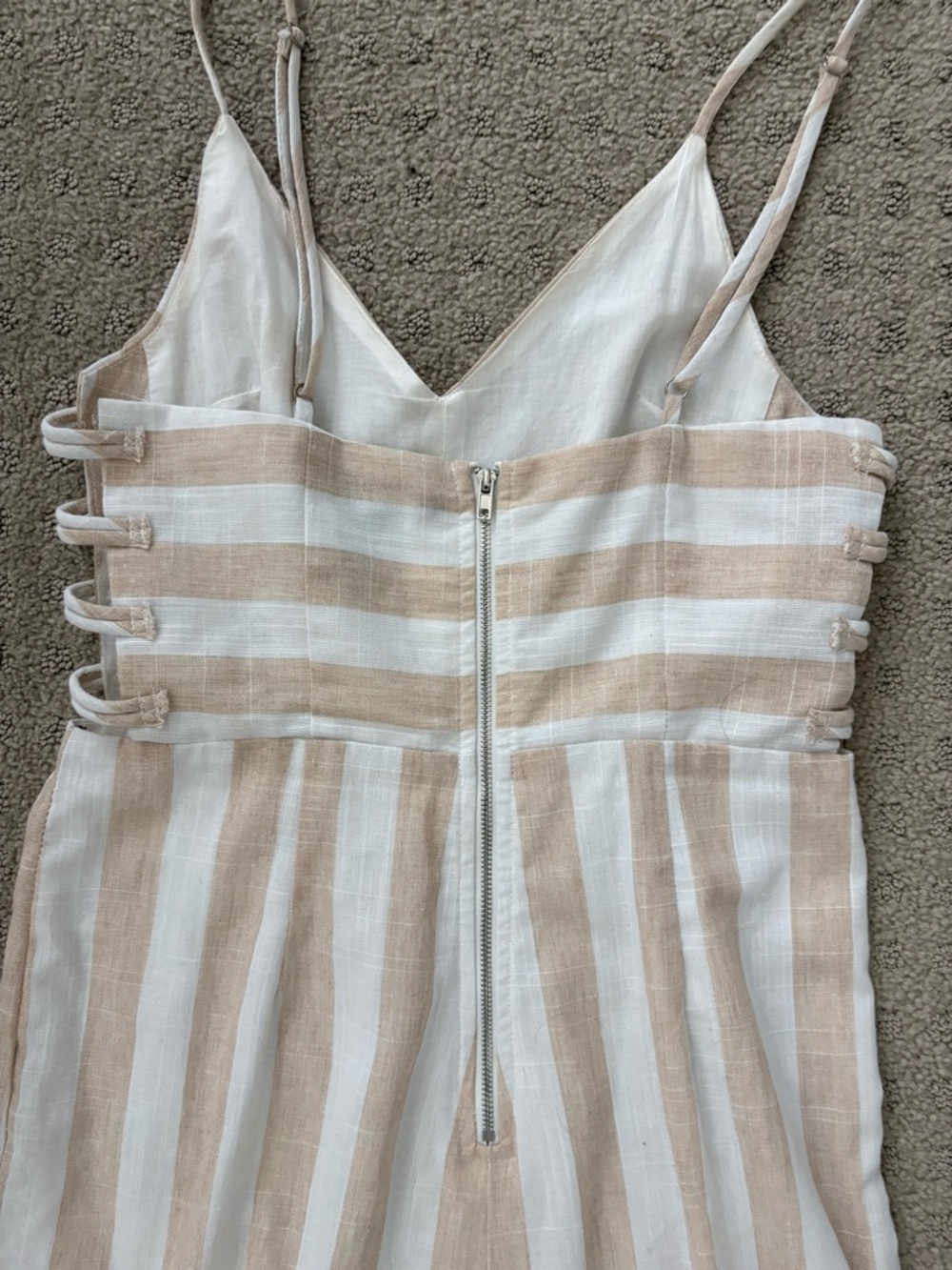 Forever 21 Cream and White Striped One-Piece Jumpsuit - Picture 5 of 6
